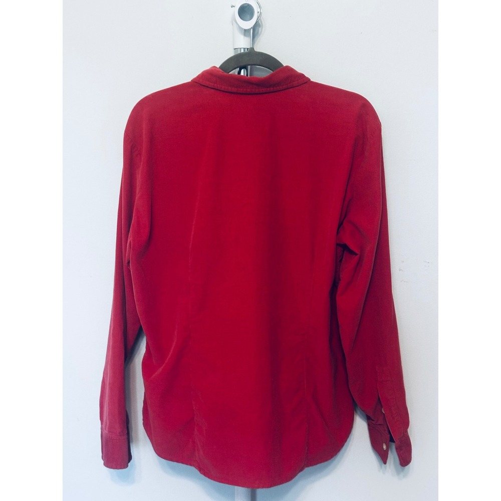 Liz Claiborne Lizsport Red Corduroy Button Down Shirt Womens XL Long Sleeve - Picture 4 of 6